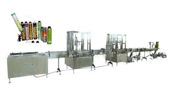 Automatic Packing Line Pharmaceutical Air Freshener Cleaning Insecticide PU Shaving Foam Cosmetic Spraying Sprayer Paint Spray Aerosol Filling Sealing Machine